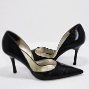 Marc Fisher Black Leather Pointed Toe Heels Size 8 Used